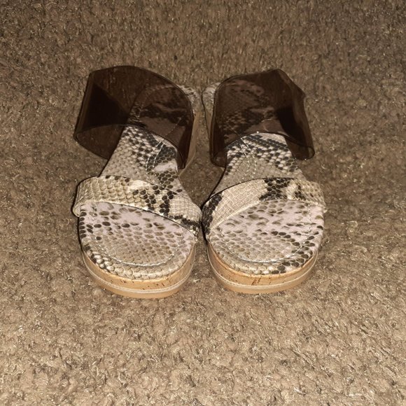 DONALD J PLINER-Sabrina-Slip On Cork Wedge-Snake Print-Sz 8-NWOB - Picture 3 of 7